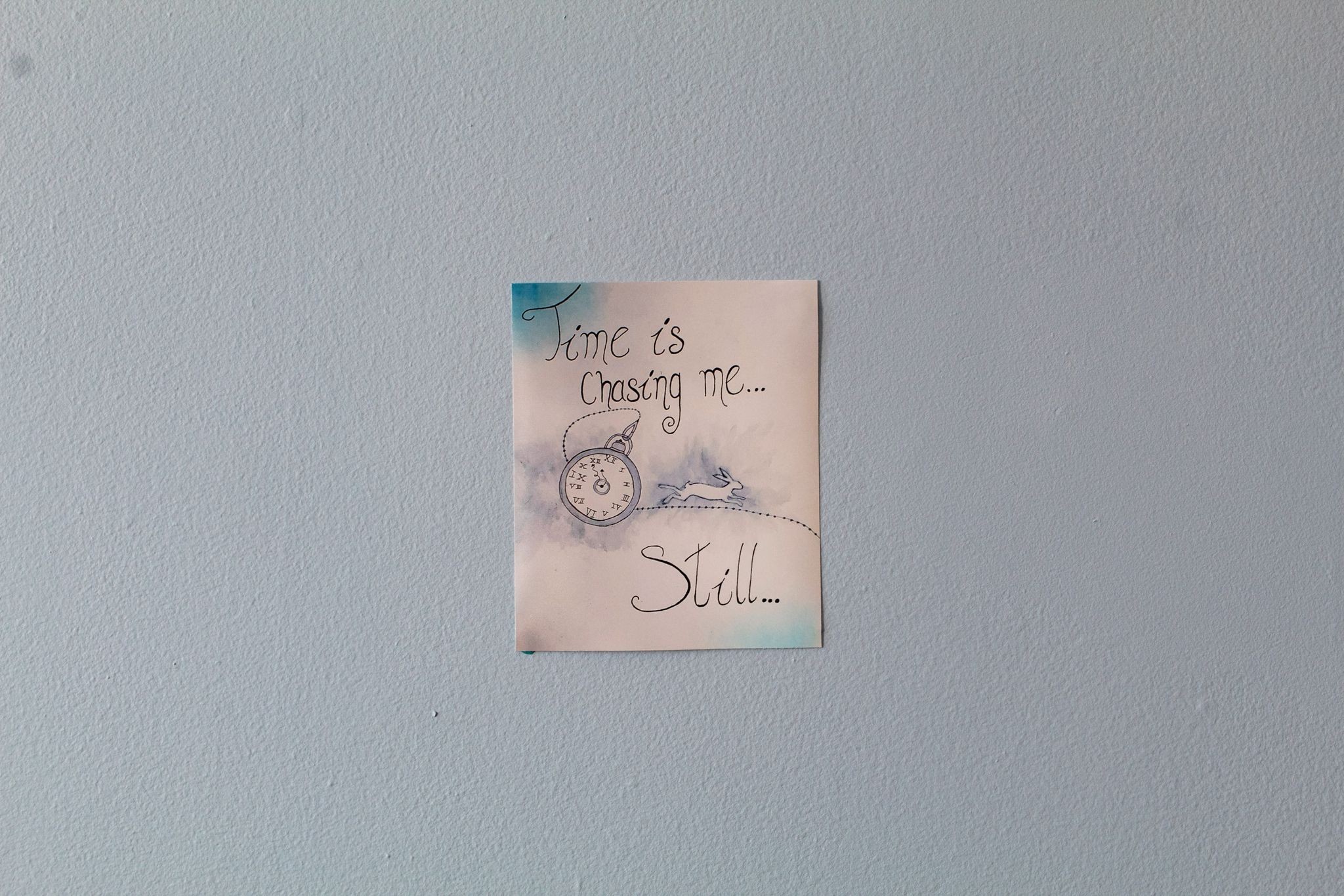 Product image of "Time is Chasing Me" print hung up on a pale blue wall