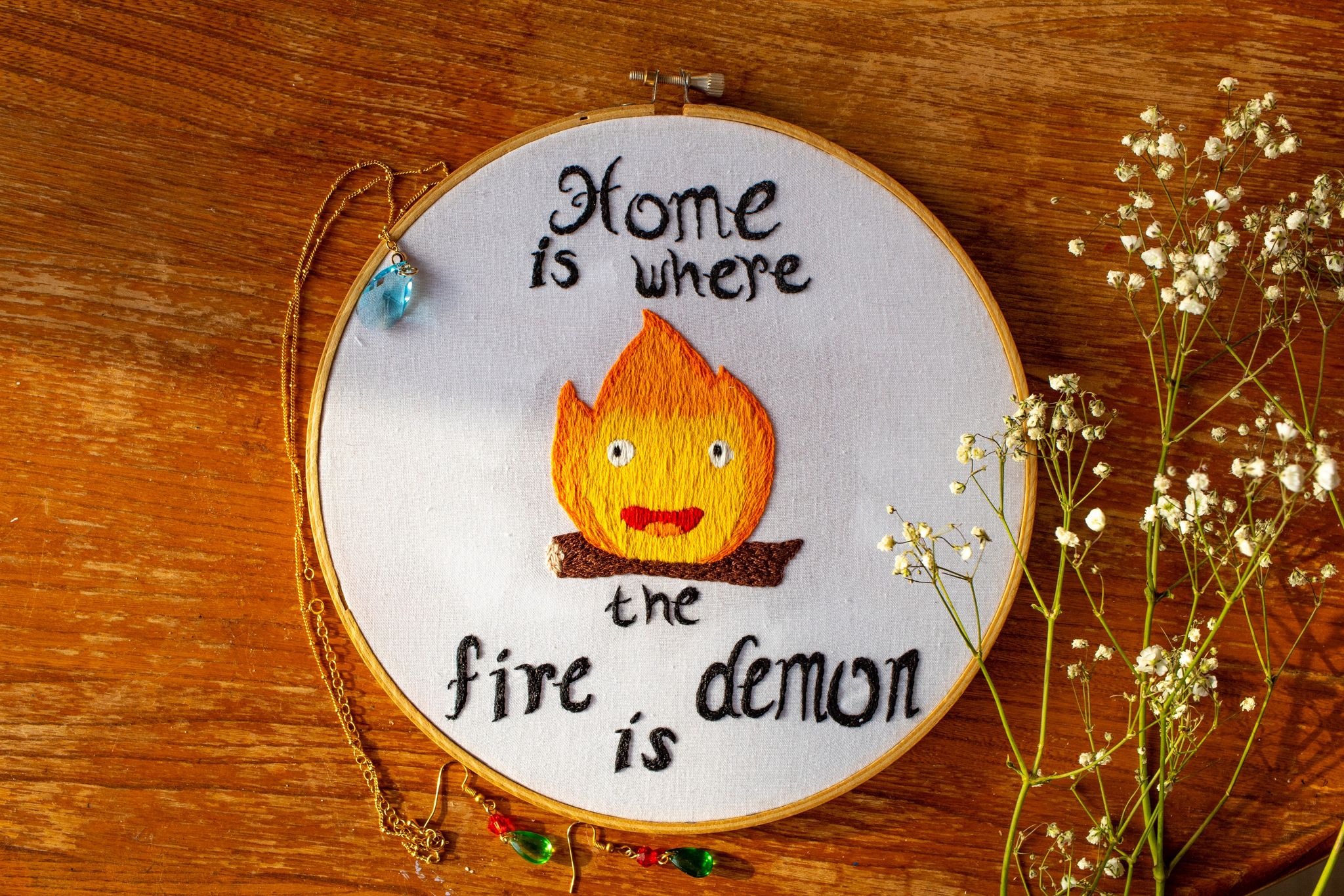 Image of Howl's Moving Castle Calcifer Embroidery